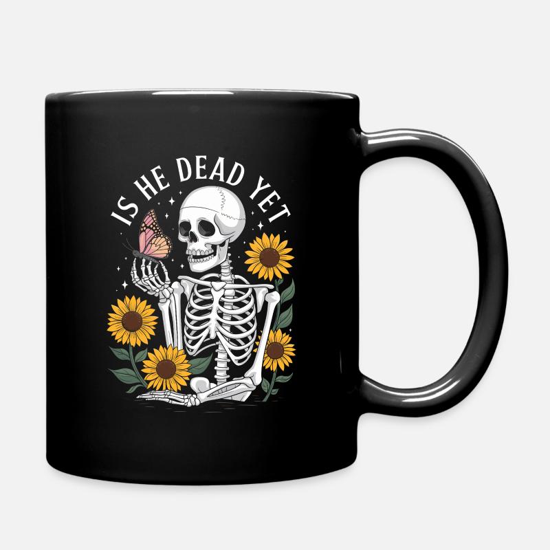Skeleton & Butterfly: Alive? - Full Colour Mug - black