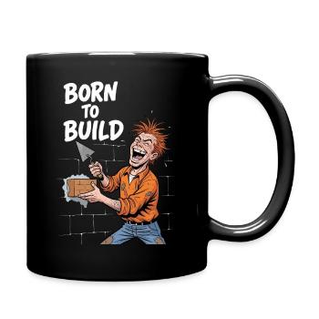 Maurer Lustig – Geboren zum Bauen Handwerker Herz - Tasse einfarbig - Schwarz - Rechts