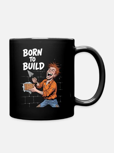 Maurer Lustig – Geboren zum Bauen Handwerker Herz - Tasse einfarbig - Schwarz