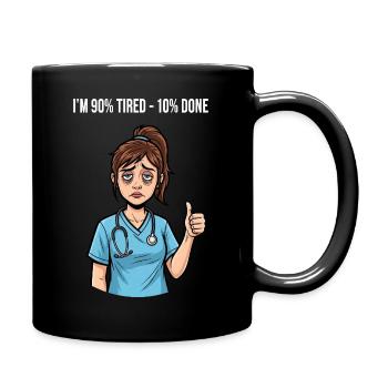 90 % Fatigué, 10 % Terminé - Infirmière Pflegeheld - Mug uni - noir - Droite
