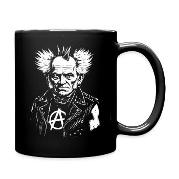 Artur Schopenhauer als Punkrocker - Tasse einfarbig - Schwarz - Rechts