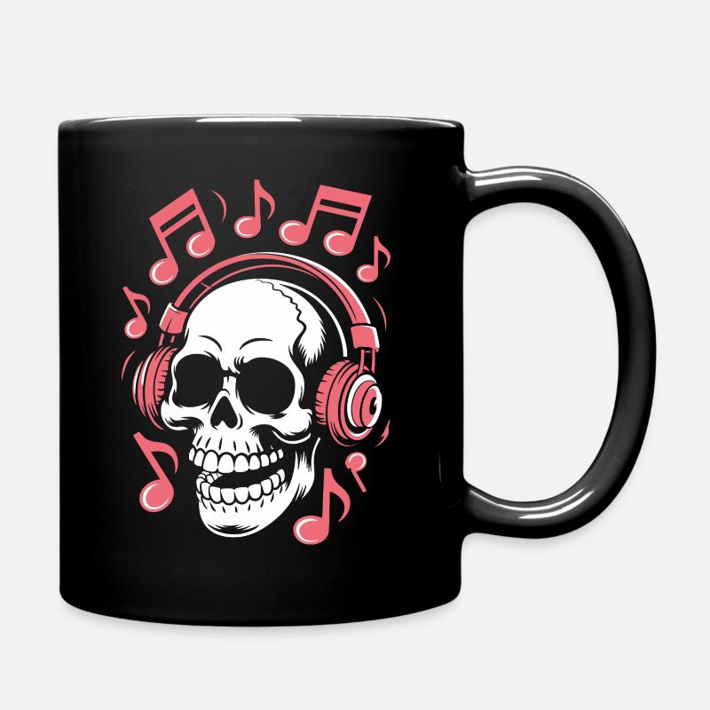 Crâne avec casque Musique Art - Mug uni - noir