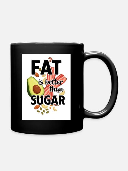 Healthy alternative with avocado and meat, keto - Full Colour Mug - black