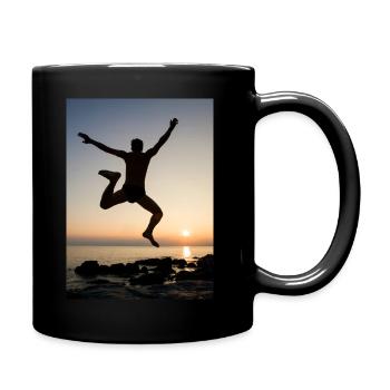 Sunset Jump Freedom Silhouette - Full Colour Mug - black - Right
