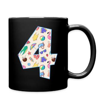 HOLIDAY NUMBER 4 YEARS SUMMER 4TH BIRTHDAY - Full Colour Mug - black - Right