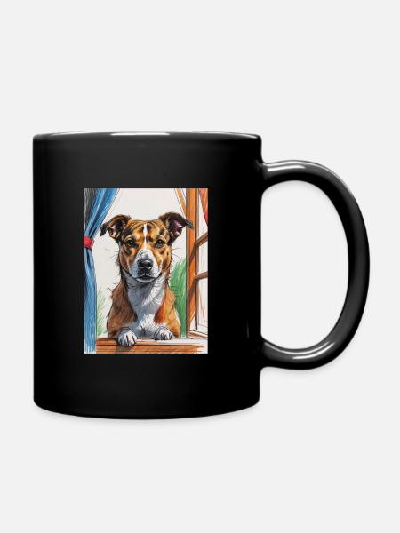 Dog from the Arty Window - Full Colour Mug - black