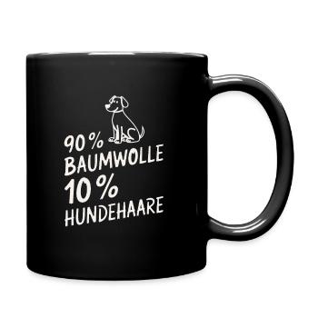 90 % Baumwolle 10 % Hundehaare – Lustiger Spruch - Tasse einfarbig - Schwarz - Rechts