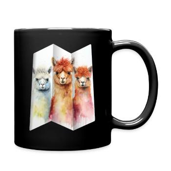 3 Folded Alpacas Colorful Watercolor Painting - Full Colour Mug - black - Right