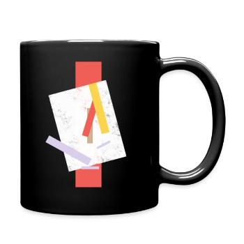 Abstraktes Farbenspiel auf Druck - Tasse einfarbig - Schwarz - Rechts