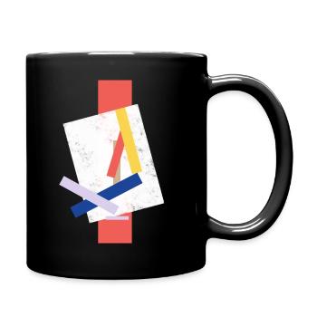 Abstrakte Farbblock Muster verzerrtes Gesicht - Tasse einfarbig - Schwarz - Rechts