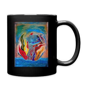 Bunter maritimer Traum - Tasse einfarbig - Schwarz - Rechts