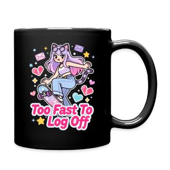 😻 Stylish Kitten - Too Fast To Log Off - - Full Colour Mug - black - Right
