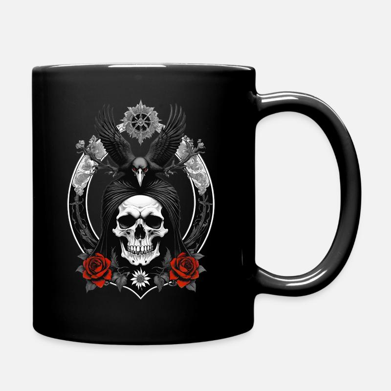 skull and crow - Tasse einfarbig - Schwarz