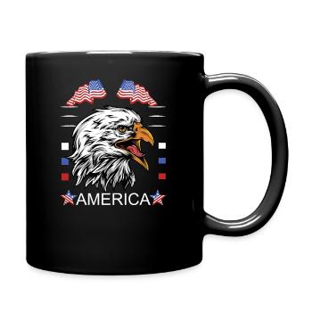 Amerikanischer Adler mit Flaggenmotiv - Tasse einfarbig - Schwarz - Rechts