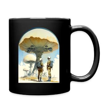 Mushroom Digital Space Art 70s - Tasse einfarbig - Schwarz - Rechts