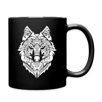 Tribal Wolf Nordic Tattoo - Full Colour Mug - black - Right
