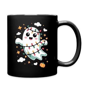 Doux fantôme avec des lumières de Noël - Mug uni - noir - Droite