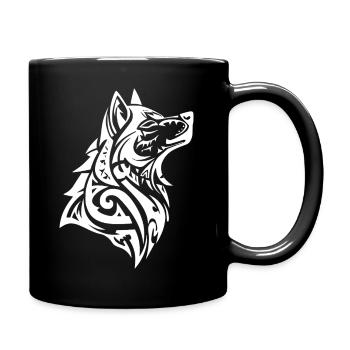 Tribal Wolf Nordic Tattoo - Full Colour Mug - black - Right