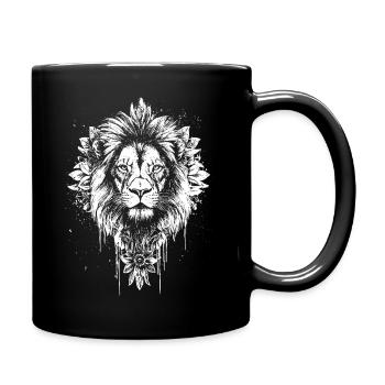Lion Face Lion Head Mandala - Full Colour Mug - black - Right