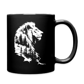 Lion Nature Forest Mountains Lion Head - Full Colour Mug - black - Right