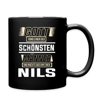 Nils the Most Beautiful Man Shaped by God Design - Full Colour Mug - black - Right