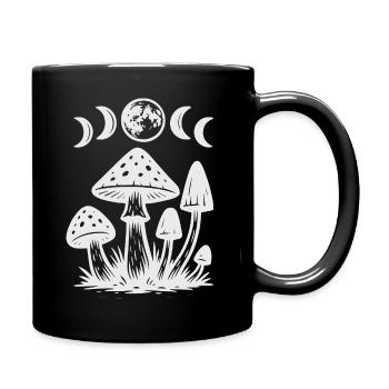 Mushroom Night Myth Design, Moon Phases, Gothic - Full Colour Mug - black - Right