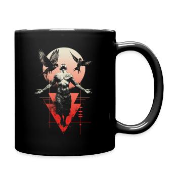 Ethereal Man with Wings and Moon - Full Colour Mug - black - Right