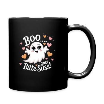 Halloween süßer Geist Boo Design - Tasse einfarbig - Schwarz - Rechts