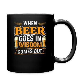 Beer wisdom comes out - Tasse einfarbig - Schwarz - Rechts