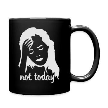 Gestures of a woman with a headache - Full Colour Mug - black - Right