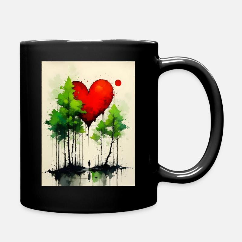 Cœur dans la forêt Aquarelles - Mug uni - noir