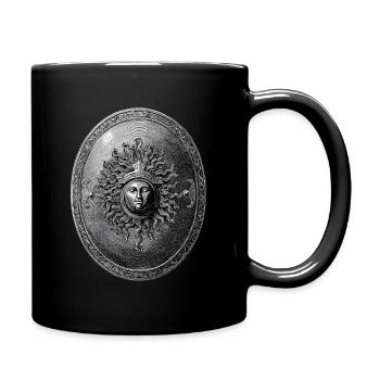 Antikes Schild – Klassische Gravur - Tasse einfarbig - Schwarz - Rechts