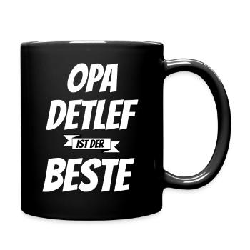 Opa Detlef ist der Beste - Geschenk - Tasse einfarbig - Schwarz - Rechts
