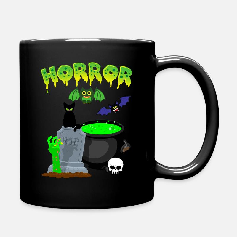 Green Witch's Cauldron Spooky Night - Full Colour Mug - black