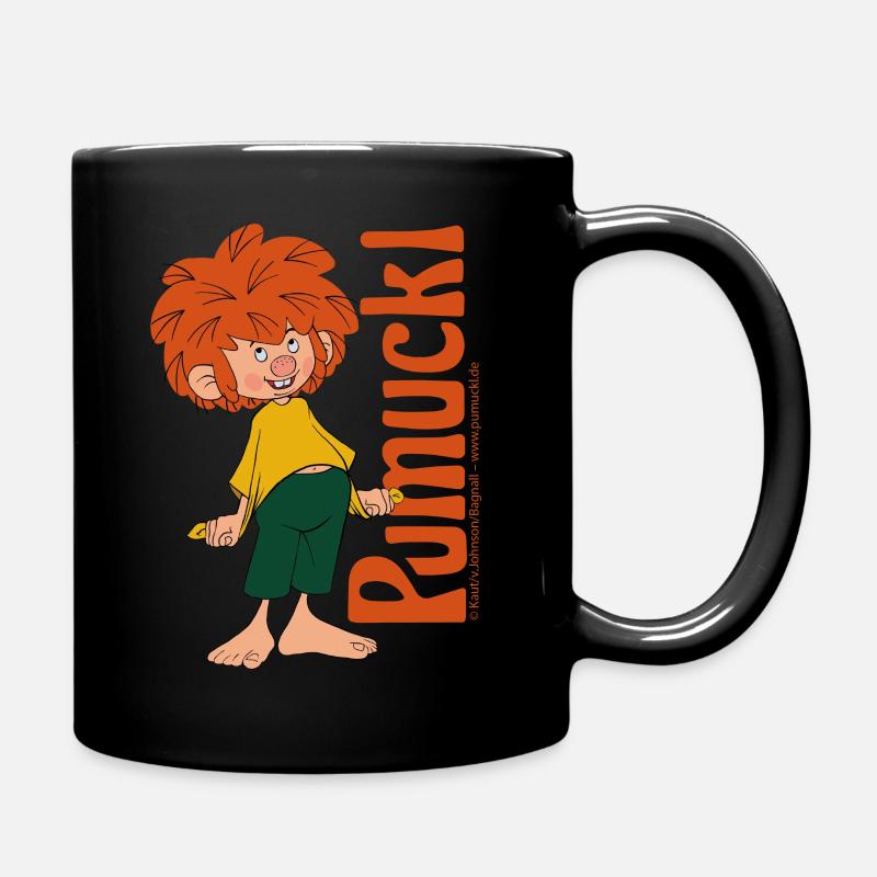 Pumuckl Mit Verschmitztem Lächeln Und Logo - Tasse einfarbig - Schwarz