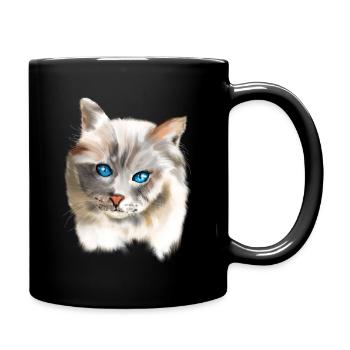 Chat aux yeux bleus - Mug uni - noir - Droite