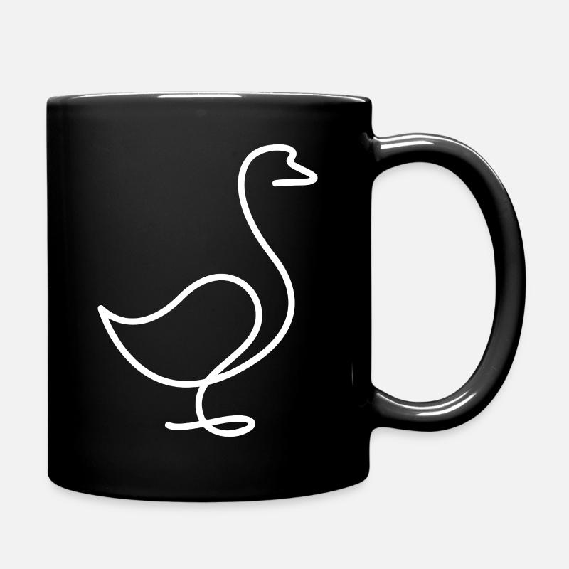 Duck or Goose Sketch – Minimalist Motif - Full Colour Mug - black