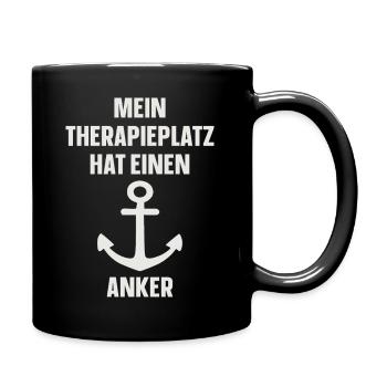 Mein Therapieplatz hat einen Anker - Tasse einfarbig - Schwarz - Rechts