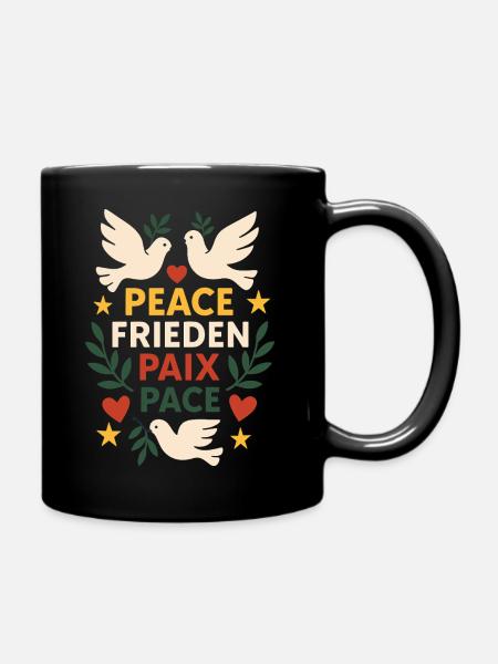 Weltfrieden Tauben - Tasse einfarbig - Schwarz