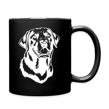 Hund Hundekopf T-shirt Geschenk - Tasse einfarbig - Schwarz - Rechts