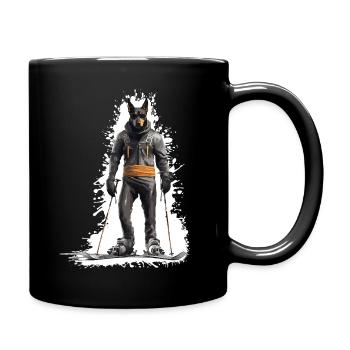 Doberman Dog Ski Skiing - Full Colour Mug - black - Right