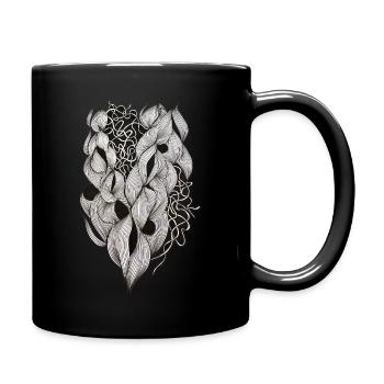 Verflochtenes Herzgeflecht - Tasse einfarbig - Schwarz - Rechts