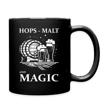 Bier Design – Hops, Malt and Magic - Tasse einfarbig - Schwarz - Rechts