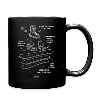 Snowboard Blueprint Funny Design - Tasse einfarbig - Schwarz - Rechts