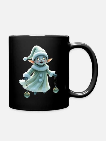 Winterzwerg mit Jingle Bells - Tasse einfarbig - Schwarz