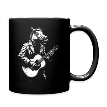 Guitare cheval en costume - Mug uni - noir - Droite
