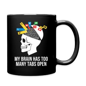 Tabs öffnen Schädelhirn Meme - Tasse einfarbig - Schwarz - Rechts