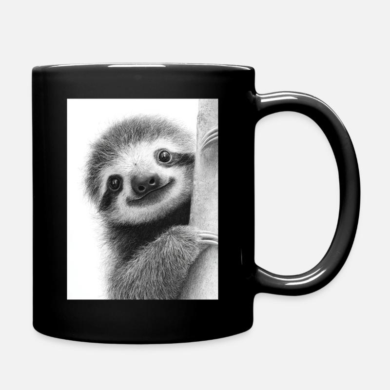 Crayon mignon style paresseux noir blanc - Mug uni - noir