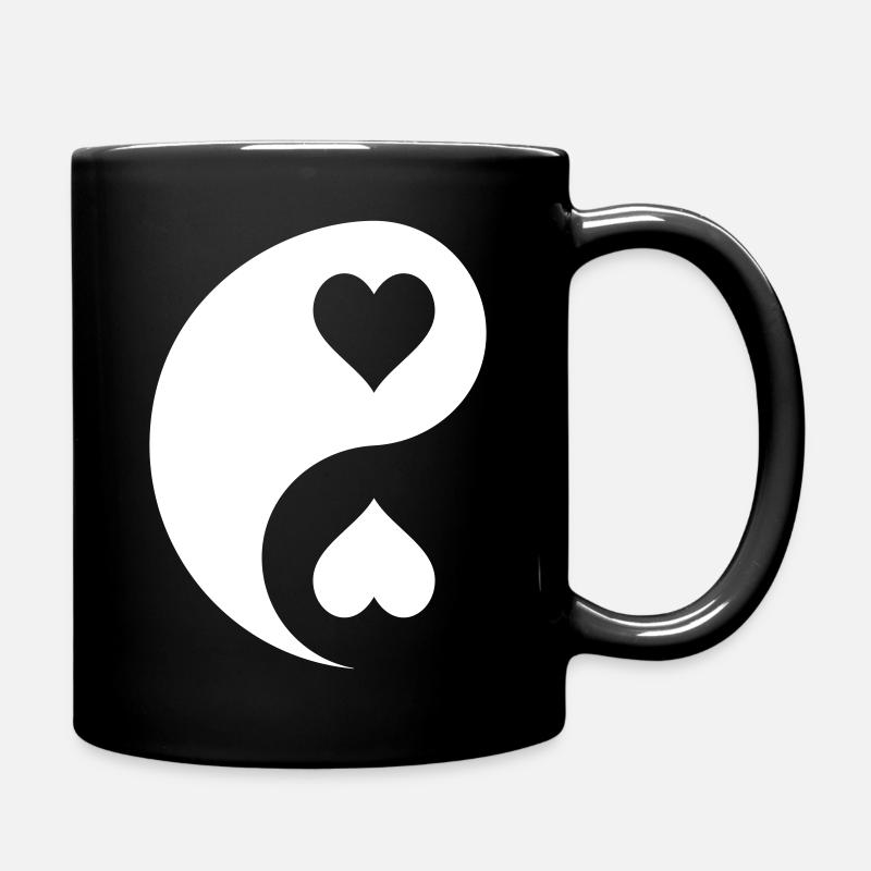 Yin Yang Hearts Emblem - Full Colour Mug - black