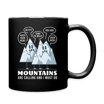 Berge rufen Abenteuer - Tasse einfarbig - Schwarz - Rechts